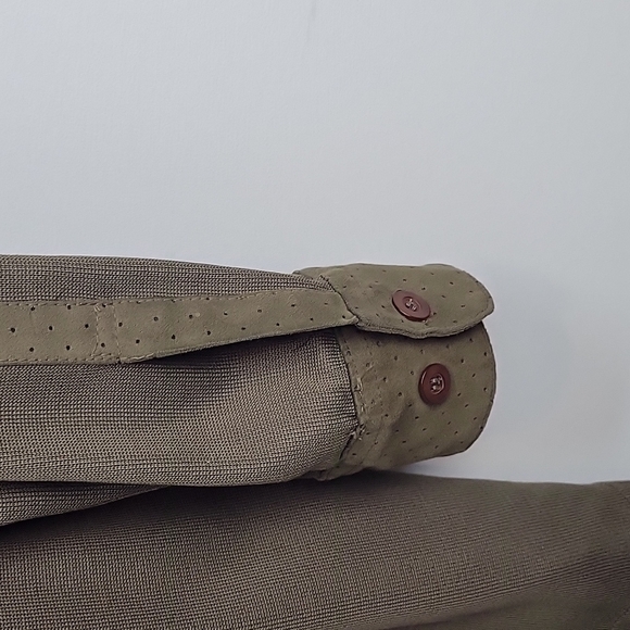 Creme De Silk Olive Green Button Down Men's Shirt - Picture 6 of 8